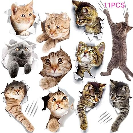 11PCS New 3D Removable cats stickier